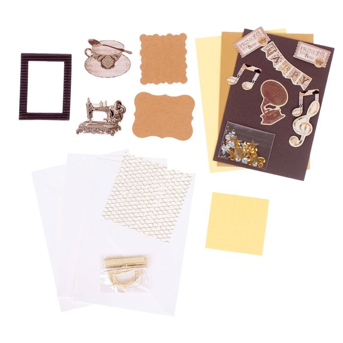 Набор для создания открытки своими руками №3, 3 открытки и конверта, элементы декора