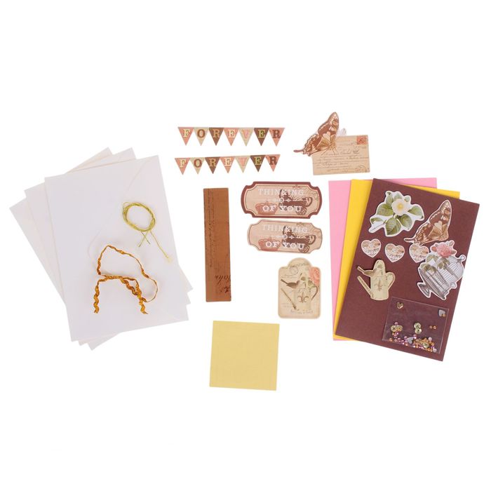 Набор для создания открытки своими руками №6, 3 открытки и конверта, элементы декора