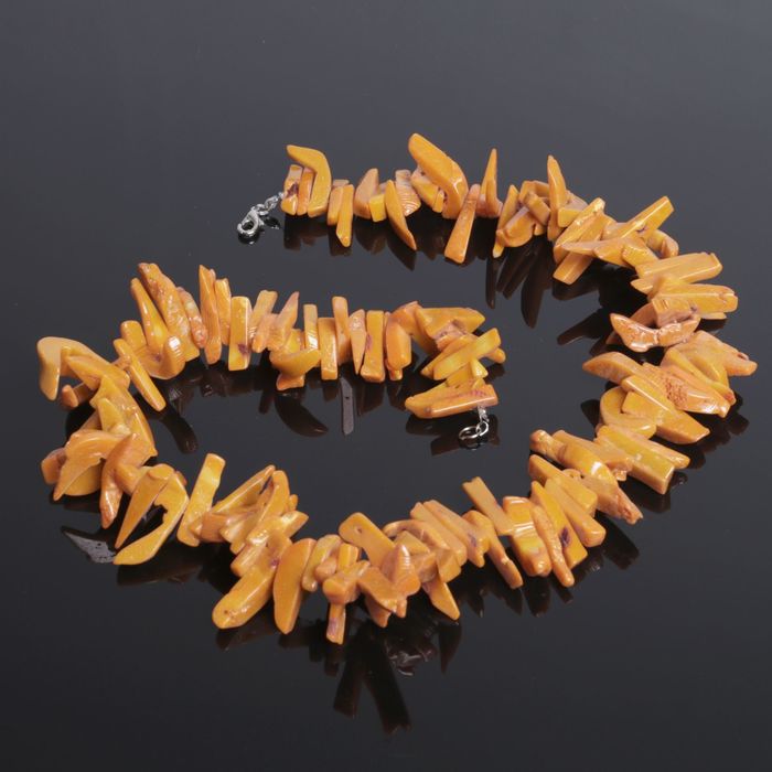 Бусы "Коралл" зубья, цвет оранжевый , 48см