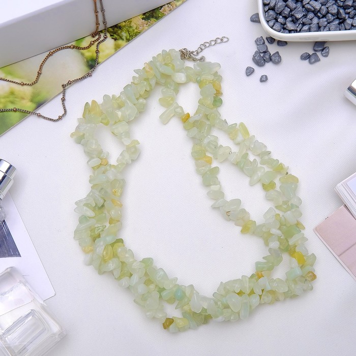 Бусы 3 ряда, крошка жгутом "Гранат зелёный", 45см