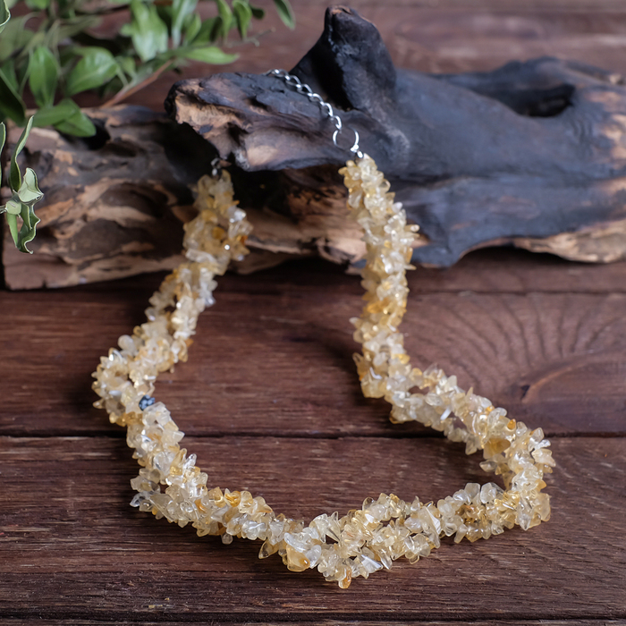 Бусы 3 ряда, крошка "Цитрин", 45см