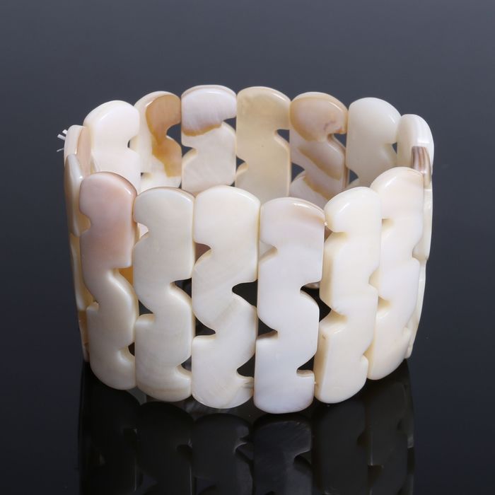 Браслет "Перламутр" заборчик волнистый, цвет белый