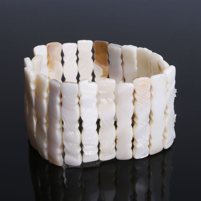 Браслет "Перламутр" заборчик зигзаг, цвет белый