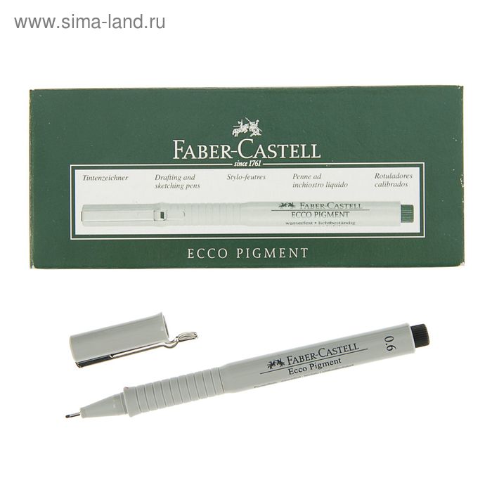 

Ручка капиллярная для черчения и рисования Faber-Castell линер Ecco Pigment 0.6 мм, пигментная, чёрная, 166699
