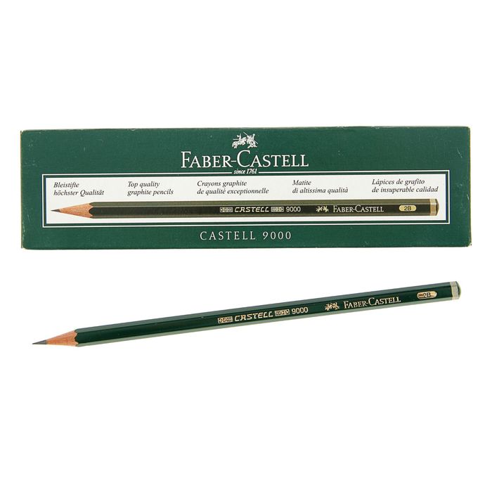 Карандаш художественный чёрнографитный Faber-Castel CASTELL® 9000 проф. 2B зелёный 119002
