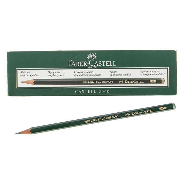 Карандаш художественный чёрнографитный Faber-Castel CASTELL® 9000 профессиональные 5B зелёный