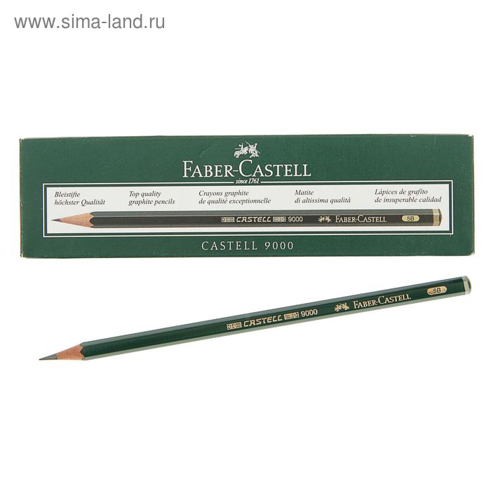 

Карандаш художественный чёрнографитный Faber-Castel CASTELL® 9000 профессиональные 5B зелёный