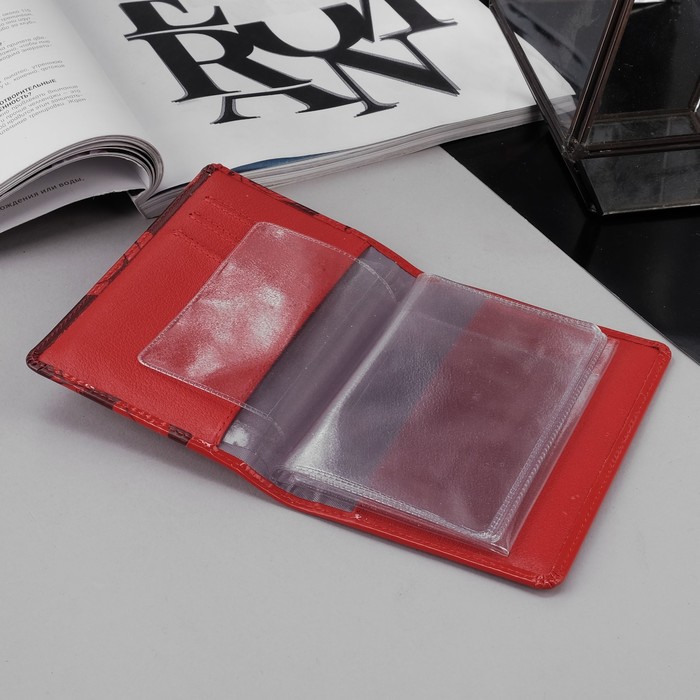 Обложка для автодокументов, 3 кармана для карт, цвет красный