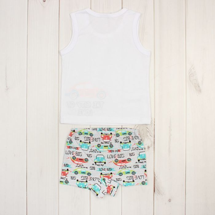 Комплект для мальчика (майка+трусы) "Ретро город", рост 134-140 (34) см, цвет белый