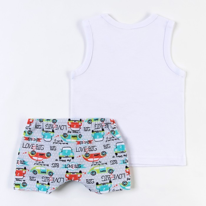 Комплект для мальчика (майка+трусы) "Ретро город", рост 80-86 (26) см, цвет белый