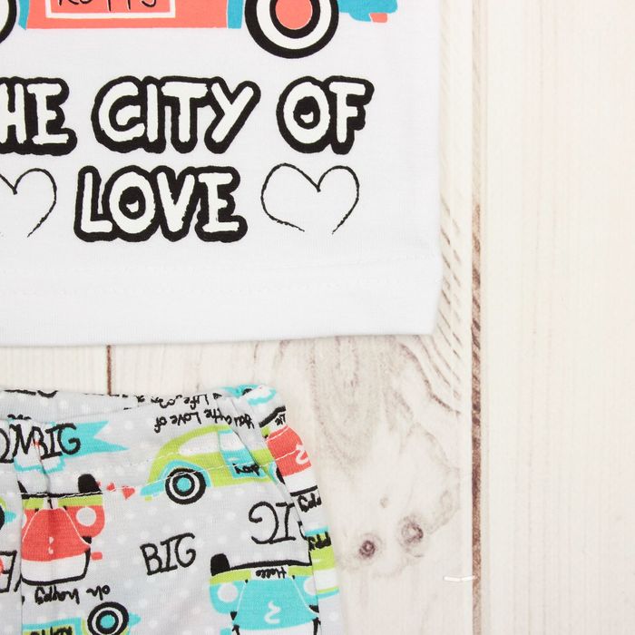 Комплект для мальчика (майка+трусы) "Ретро город", рост 80-86 (26) см, цвет белый