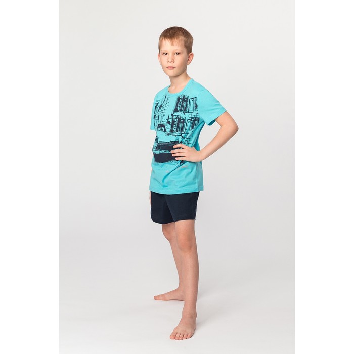 Комплект для мальчика (футболка, шорты), цвет тёмно-синий, рост 134-140 (36) см