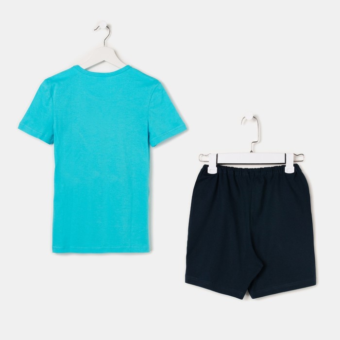 Комплект для мальчика (футболка, шорты), цвет тёмно-синий, рост 158-164 (40) см