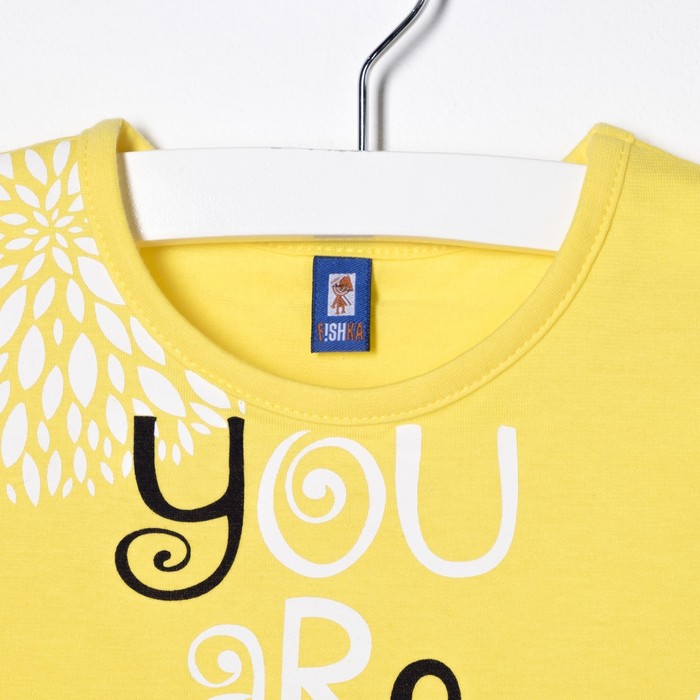 Костюм для девочки (джемпер+шорты), рост 86-92 см, цвет лимонный/тёмно-синий