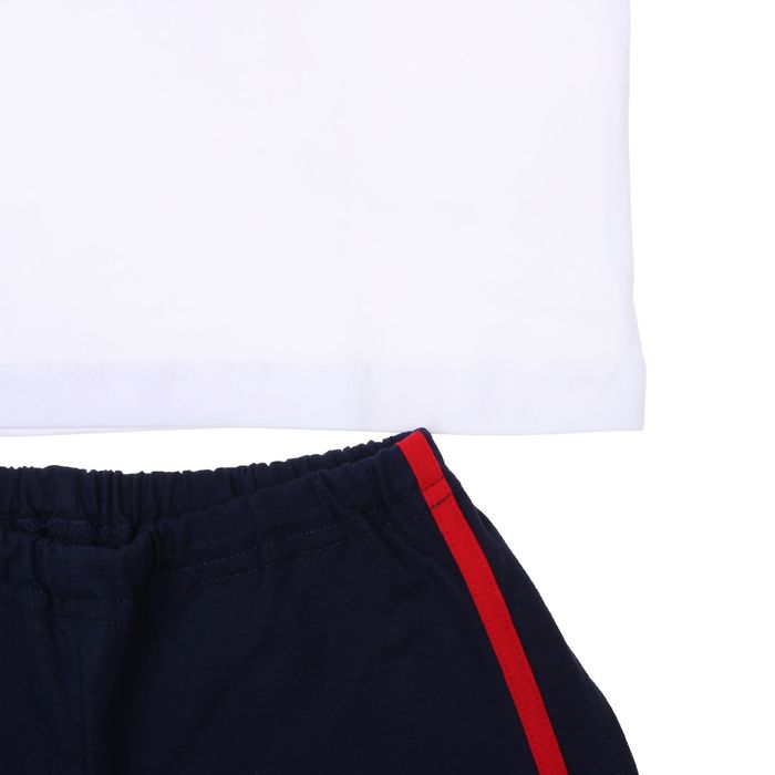 Костюм для мальчика (джемпер+шорты), рост 86-92 см, цвет белый/тёмно-синий