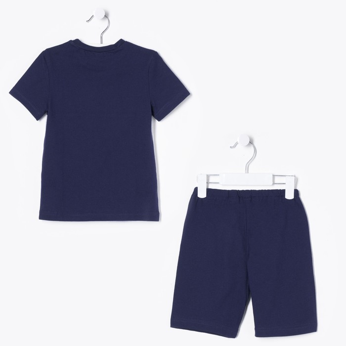 Костюм для мальчика (джемпер+шорты), рост 86-92 см, цвет тёмно-синий