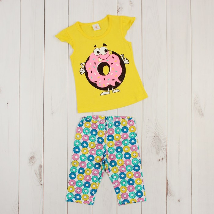 Пижама для девочки "Пончик", рост 74-80 (24) см, цвет лимонный