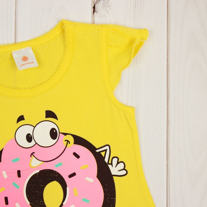 Пижама для девочки "Пончик", рост 86-92 (26) см, цвет лимонный