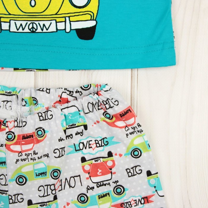 Пижама для мальчика "Ретро жираф", рост 80-86 (26) см, цвет бирюзовый