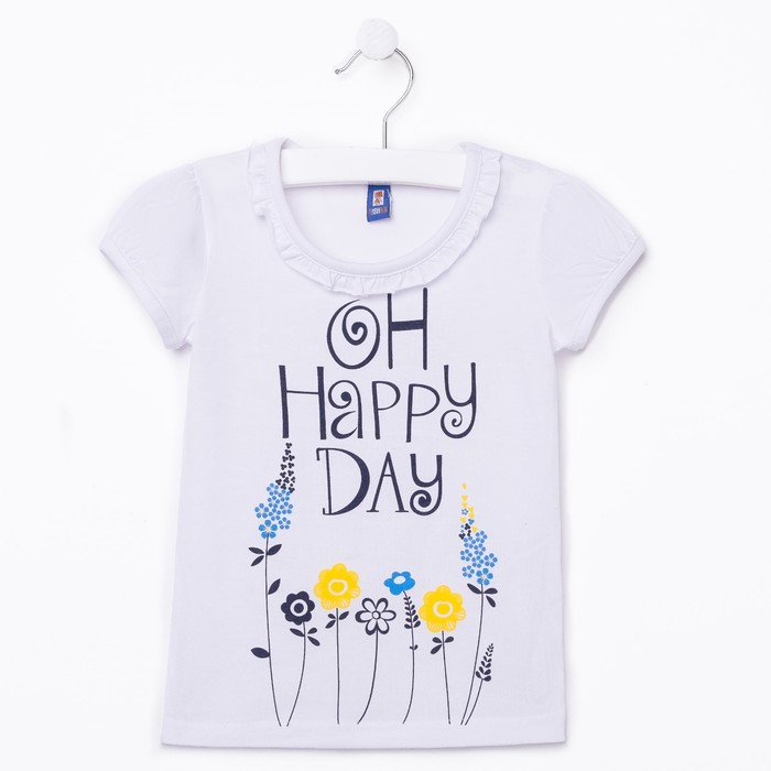 Футболка для девочки "Цветочный день", рост 122-128 (32) см, цвет белый