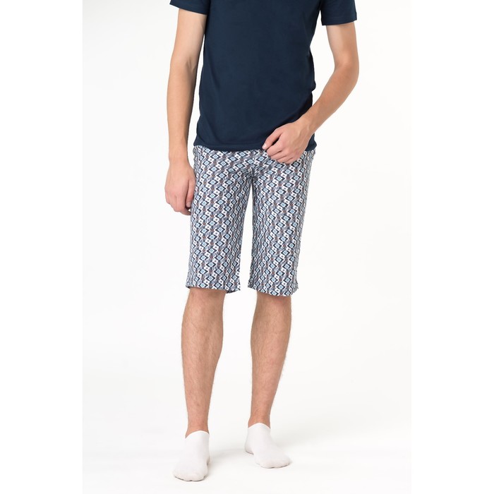 Комплект мужской (фуфайка, шорты) Р207141, цвет синий , рост 182-188 см, р-р 58