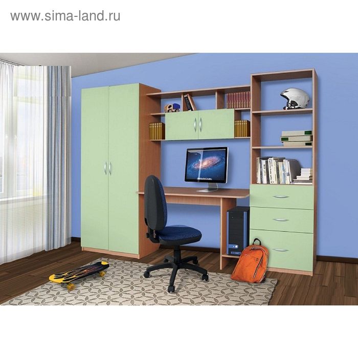 

Стенка детская «Анюта 3», 2600×600×1960 мм, цвет бук / зелёный