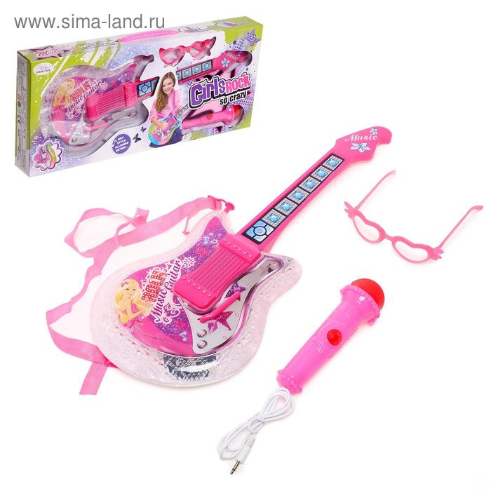 Игрушка музыкальная «Супер-гитара», для девочек, с микрофоном и очками, 6 мелодий