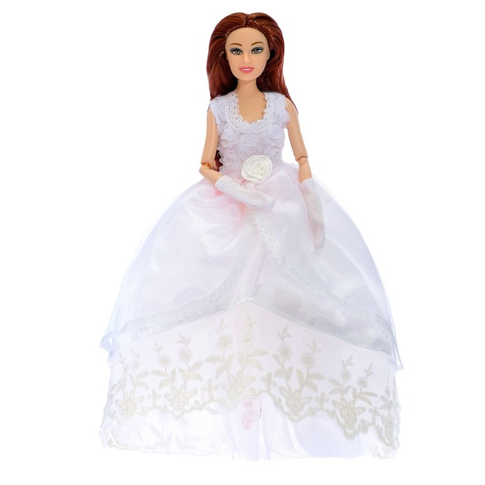 Кукла модель шарнирная "Невеста" в пышном платье со шляпкой, МИКС