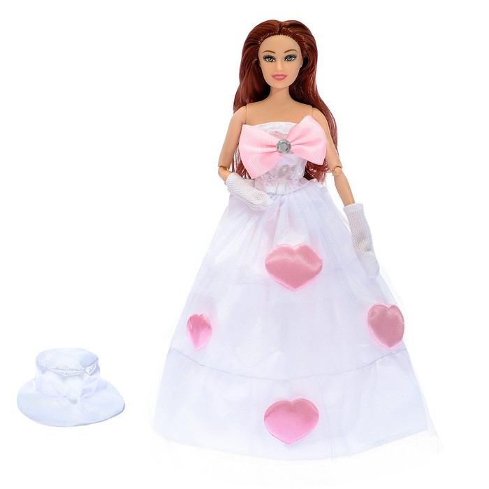 Кукла модель шарнирная "Невеста" в пышном платье со шляпкой, МИКС