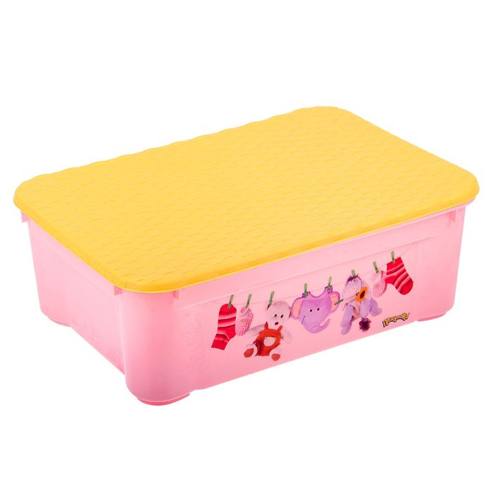 Ящик для игрушек с аппликацией, розовый