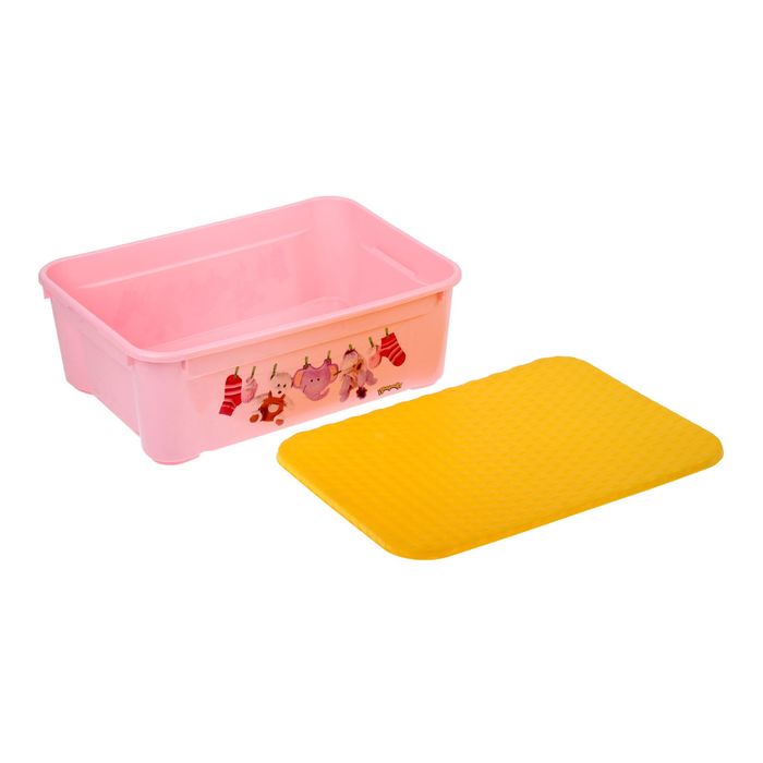 Ящик для игрушек с аппликацией, розовый