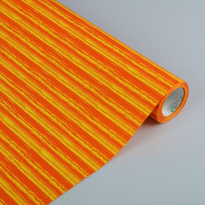 Бумага упаковочная крафт "Линии цвета", желто-оранжевый, 0.5 х 10 м