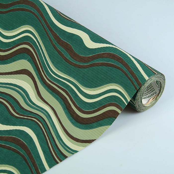 Бумага упаковочная крафт "Мерцание", зелено-коричневый, 0.5 х 10 м