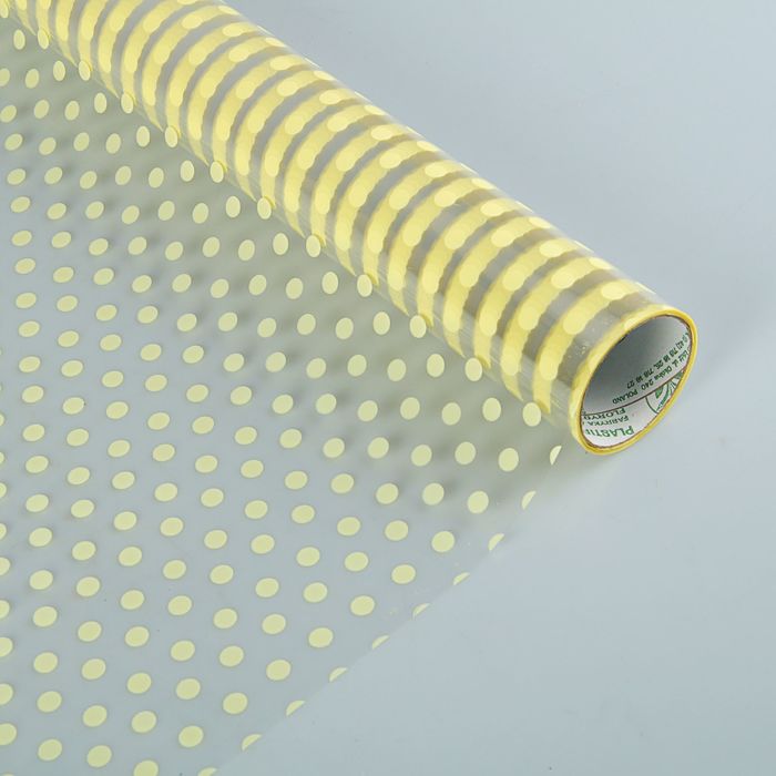 Плёнка для цветов и подарков "Горошек", жёлтая, 0,5 х 9 м, 30 мкм