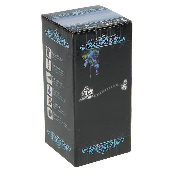 Кальян "Сокровища Востока", 24 см, 1 трубка, колба-шар чёрная матовая с росписью, шахта золотистая