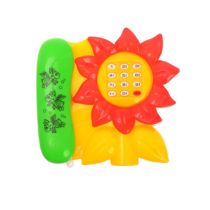 Игрушка телефон "Подсолнух", с трубкой, звуковые эффекты, МИКС