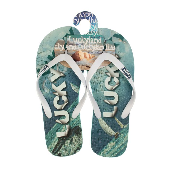 Сланцы пляжные арт. 1316M-BS (бирюза/белый) (р. 42)