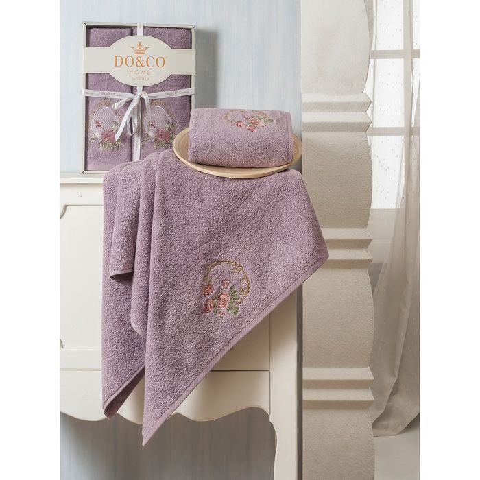 КМП в коробке DO&CO (50х90, 70х140) YASMIN, цв.баклажан, хлопок, 460г/м