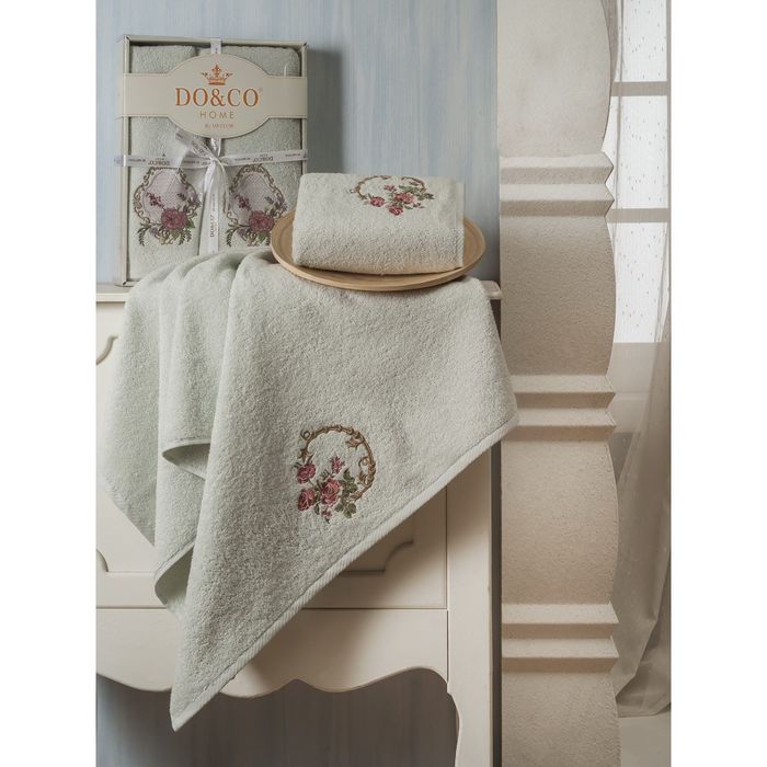 КМП в коробке DO&CO (50х90, 70х140) YASMIN, цв.мятный, хлопок, 460г/м