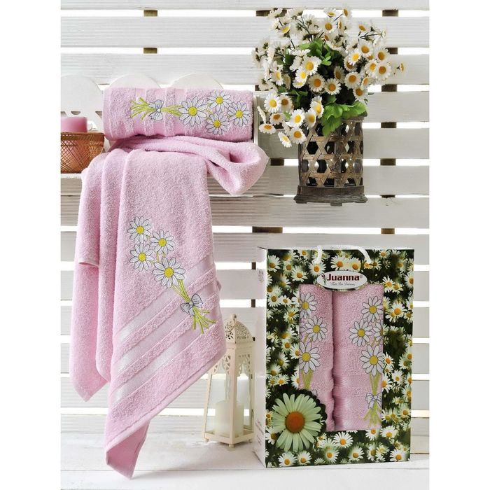 КМП в коробке JUANNA (50х90, 70х140) PAPATYA, цв.розовый, хлопок, 460г/м