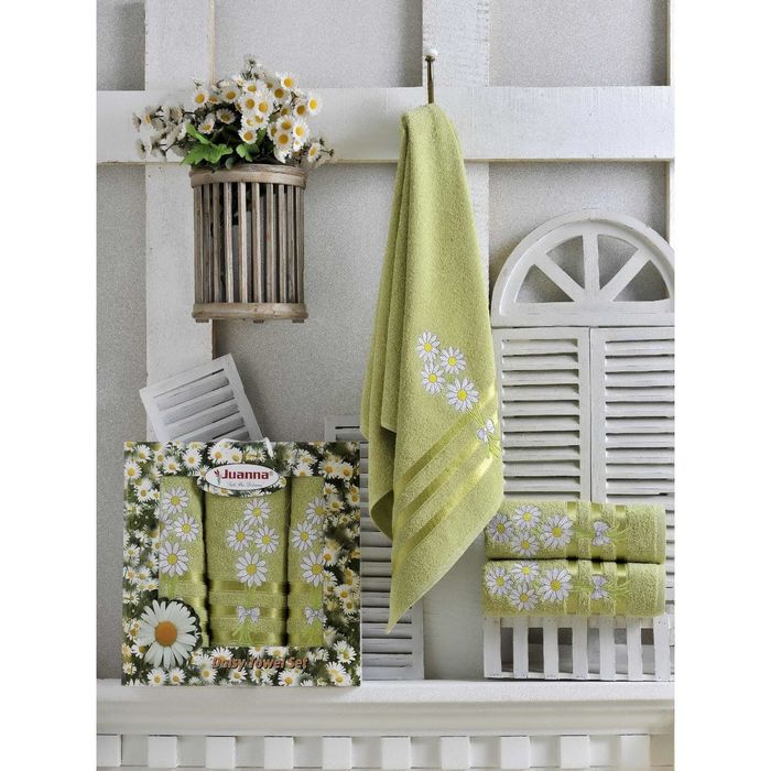 КМП в коробке JUANNA (50х90 2шт, 70х140) PAPATYA, цв.зелёный, хлопок, 460г/м