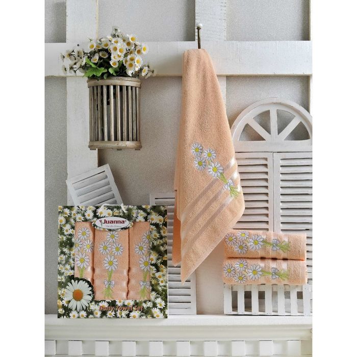 КМП в коробке JUANNA (50х90 2шт, 70х140) PAPATYA, цв.персиковый, хлопок, 460г/м