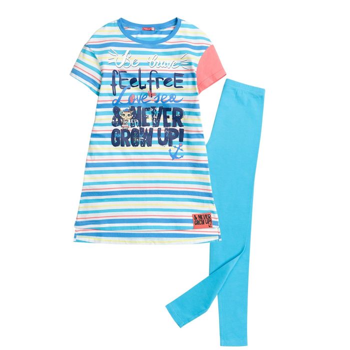 Комплект для девочек, рост 128 см, цвет голубой