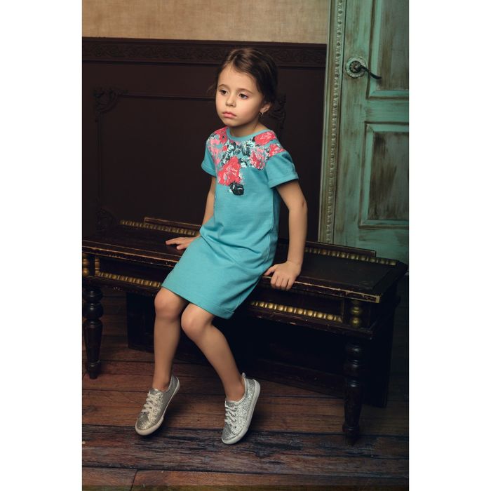 Платье для девочек, рост 104 см, цвет лазурный