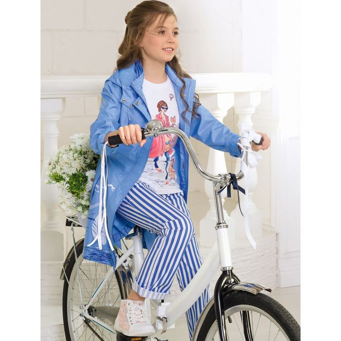 Брюки для девочек, рост 128 см, цвет синий