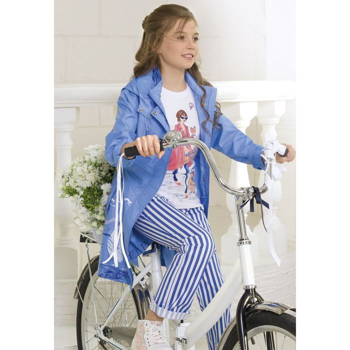 Плащ для девочек, рост 134 см, цвет голубой