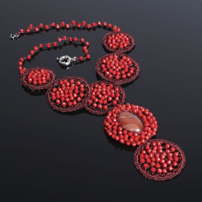 Колье ажурные круги "Сердолик"