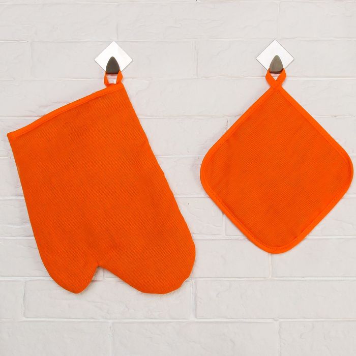 Набор "Этель" Яркий цитрус: Варежка + Прихватка 17х17 см, 100% хл, рогожка 165 г/м2