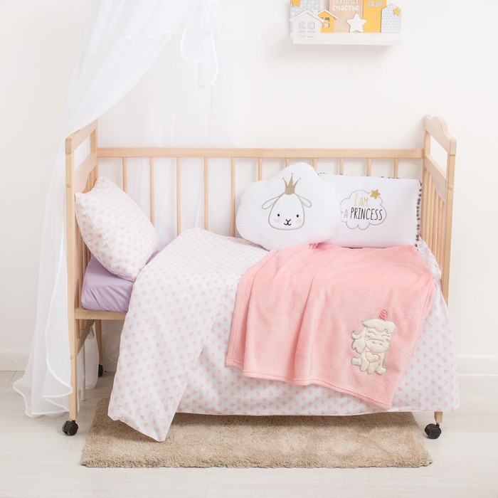 Одеяло-плед с вышивкой "Крошка Я" Единорог, 90 х 100 см, велсофт