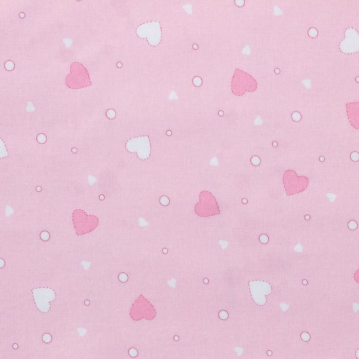 Фланель Розовые сердца 160 г/м2, ширина 150 см, длина 10 м, 100% хлопок